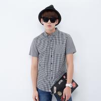 唐狮夏装正品男衬衫  男格子短袖休闲衬衫