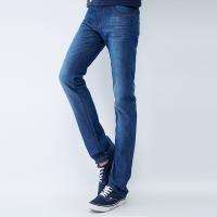 唐狮夏装正品男牛仔裤 男中腰腰里拼格子修...