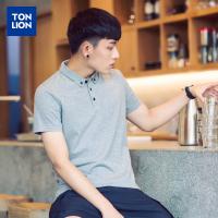 唐狮短袖polo衫男英伦翻领纯色T恤夏装...
