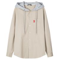 唐狮秋季连帽衬衫男长袖休闲青年衬衣外套韩...