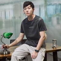 夏装款短袖T恤男拼接纯棉圆领上衣学生韩版...