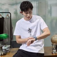 夏季新款短袖T恤男机器人卡通图案上衣学生...