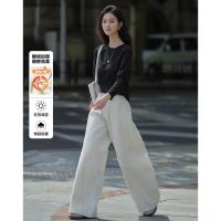 【本白直筒长裤】2024冬款双扣宽裤袢设...