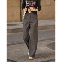 【简约铅灰休闲裤】2024冬款百搭立体竖...