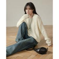 【简约镂空花纹针织上衣】2024冬款圆领...