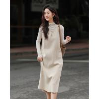 【简约白针织背心裙】2024冬款圆领套头...