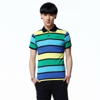 夏装 唐狮男条纹翻领短袖polo衫 #1...
