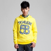 秋装 唐狮男装休闲纯色立体贴布绣连帽全棉...